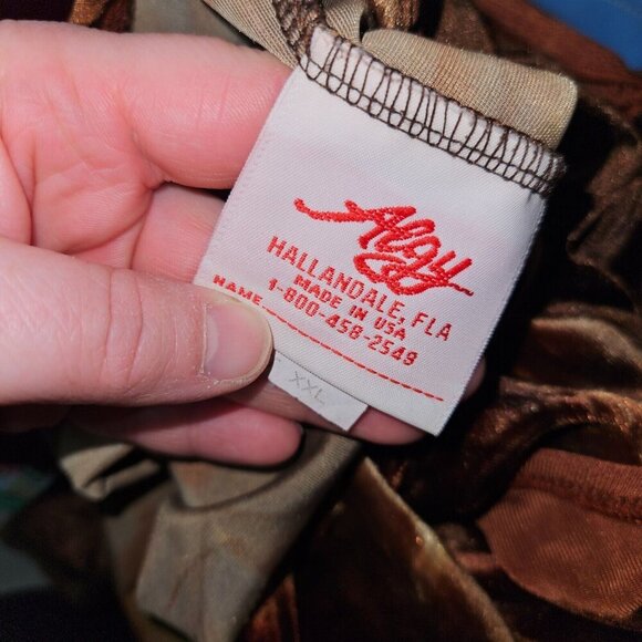 VTG Algy Brown Velvet Jumpsuit Asymmetrical Sleeveless Skirted Adult XXL - Picture 9 of 10